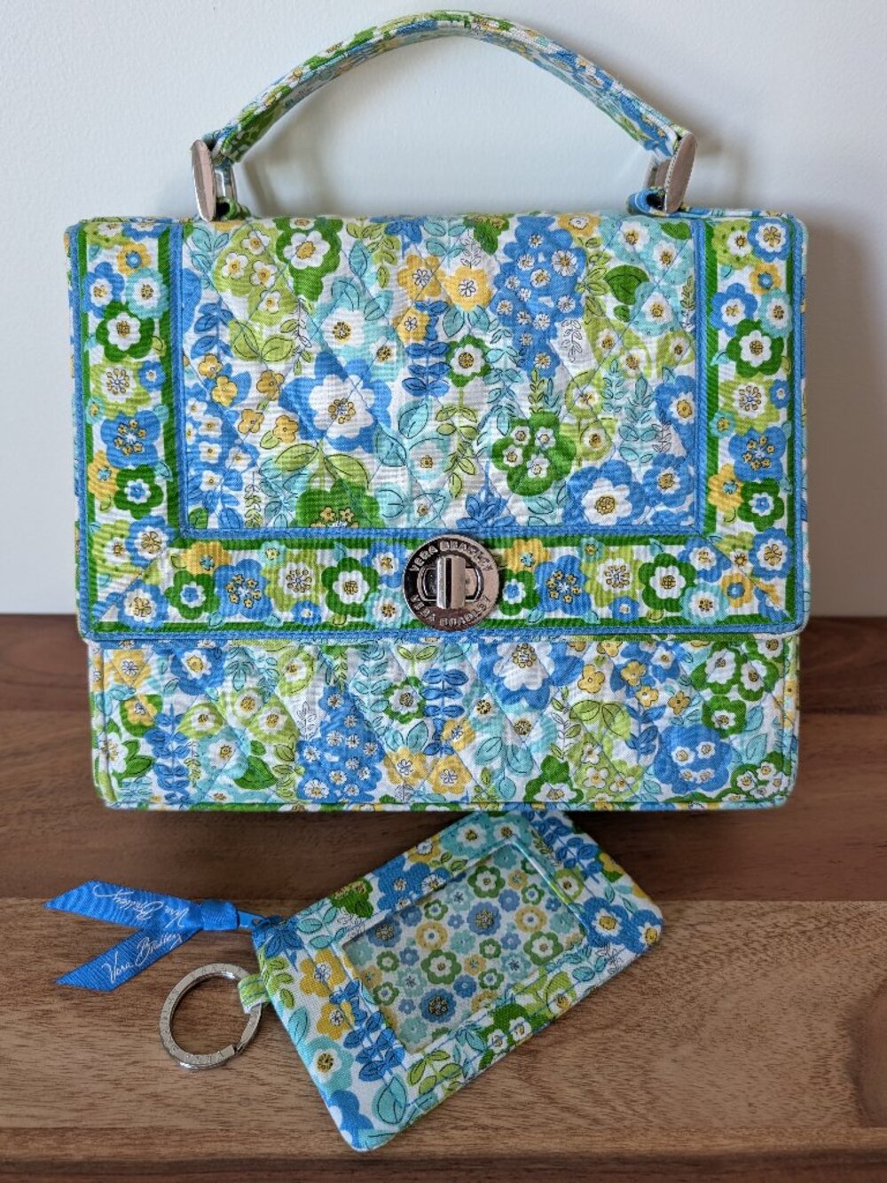 Vera Bradley English Meadow Patricia Turn-Lock Purse Top Handle Crossbody BONUS